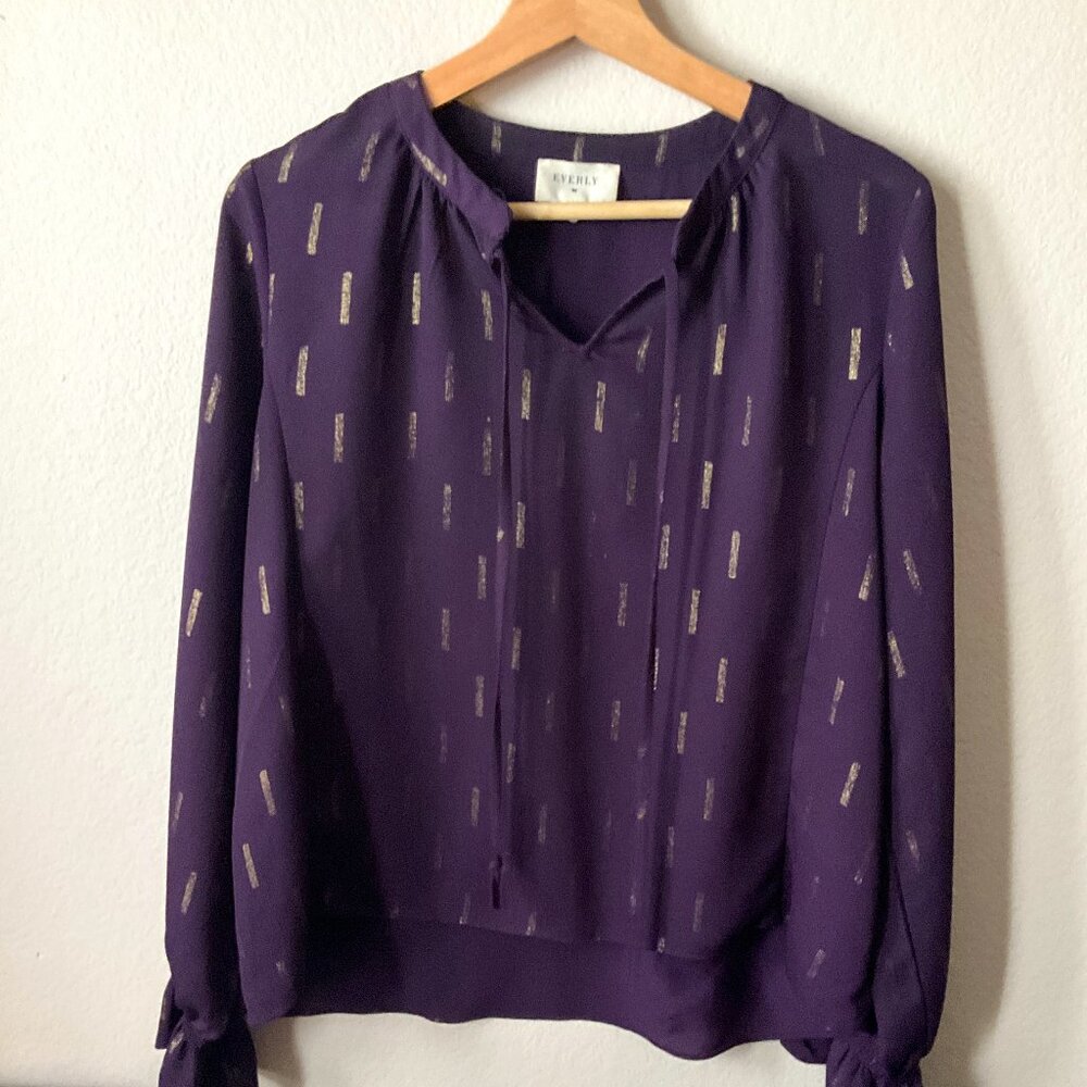 Everly|  Purple Blouse and gold marks